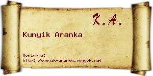 Kunyik Aranka névjegykártya